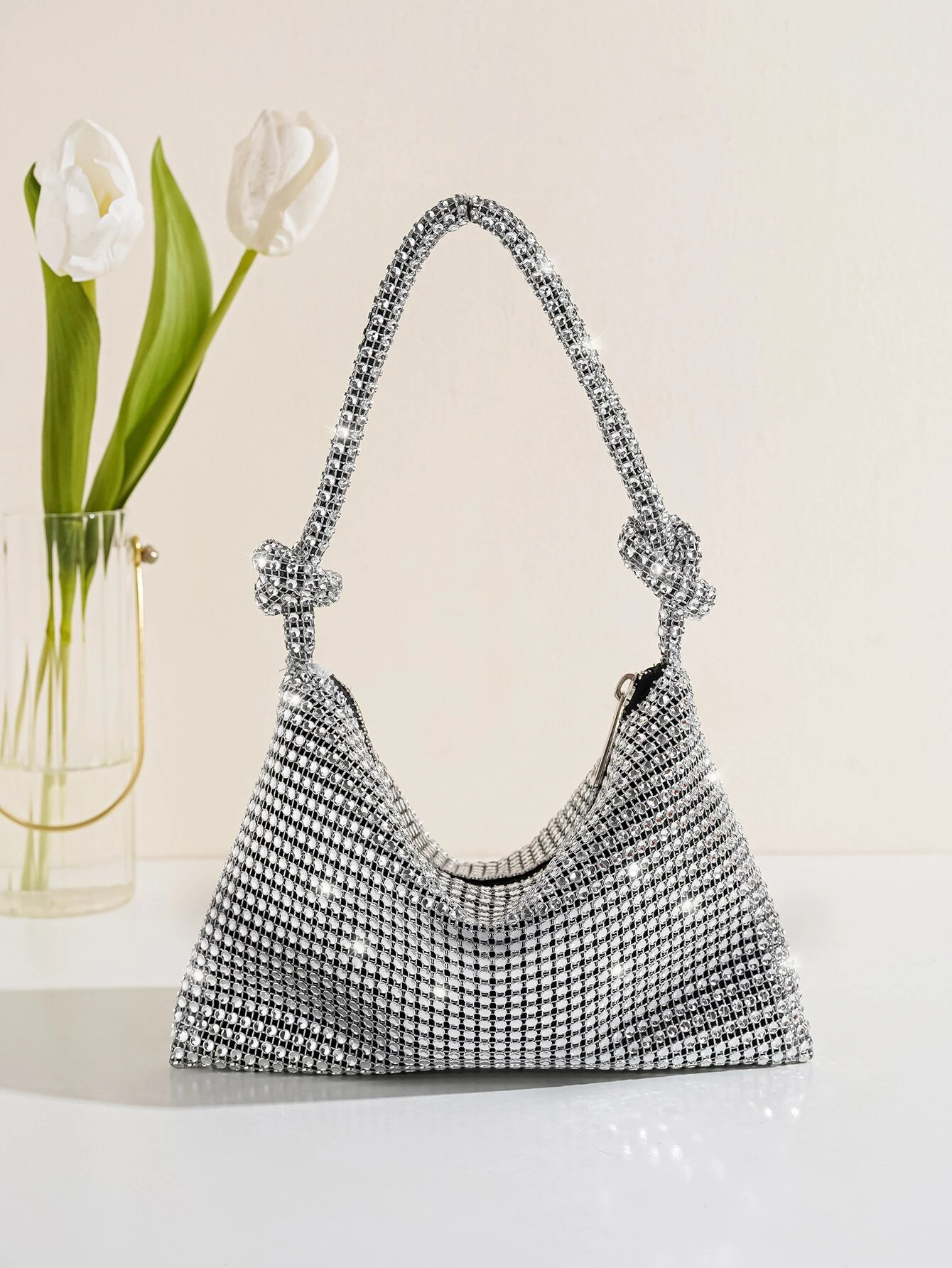 Glamorous Glitter Bling, Sequin, Luxury, Shiny Rhinestone Decor Hobo Bag Evening Bag, Dinner Bag ... | SHEIN