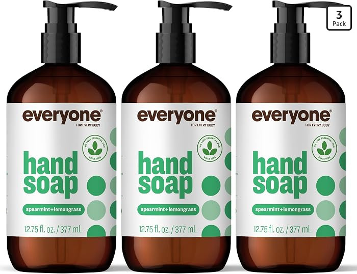 Everyone Liquid Hand Soap, 12.75 Ounce (Pack of 3), Spearmint and Lemongrass, Plant-Based Cleanse... | Amazon (US)
