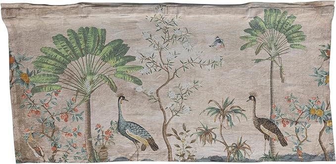 Creative Co-Op Linen Printed Wall Hanging with Wood Hanger, Landscape and Birds, Multicolor | Amazon (US)