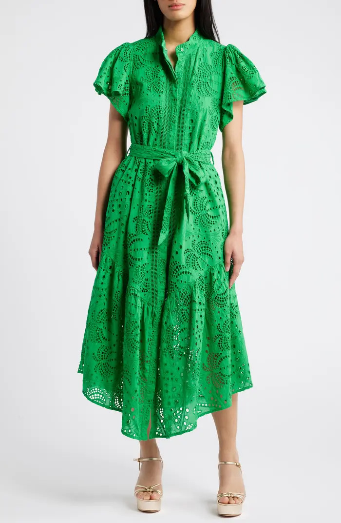 CIEBON Isabella Cotton Eyelet Maxi Shirtdress | Nordstromrack | Nordstrom Rack