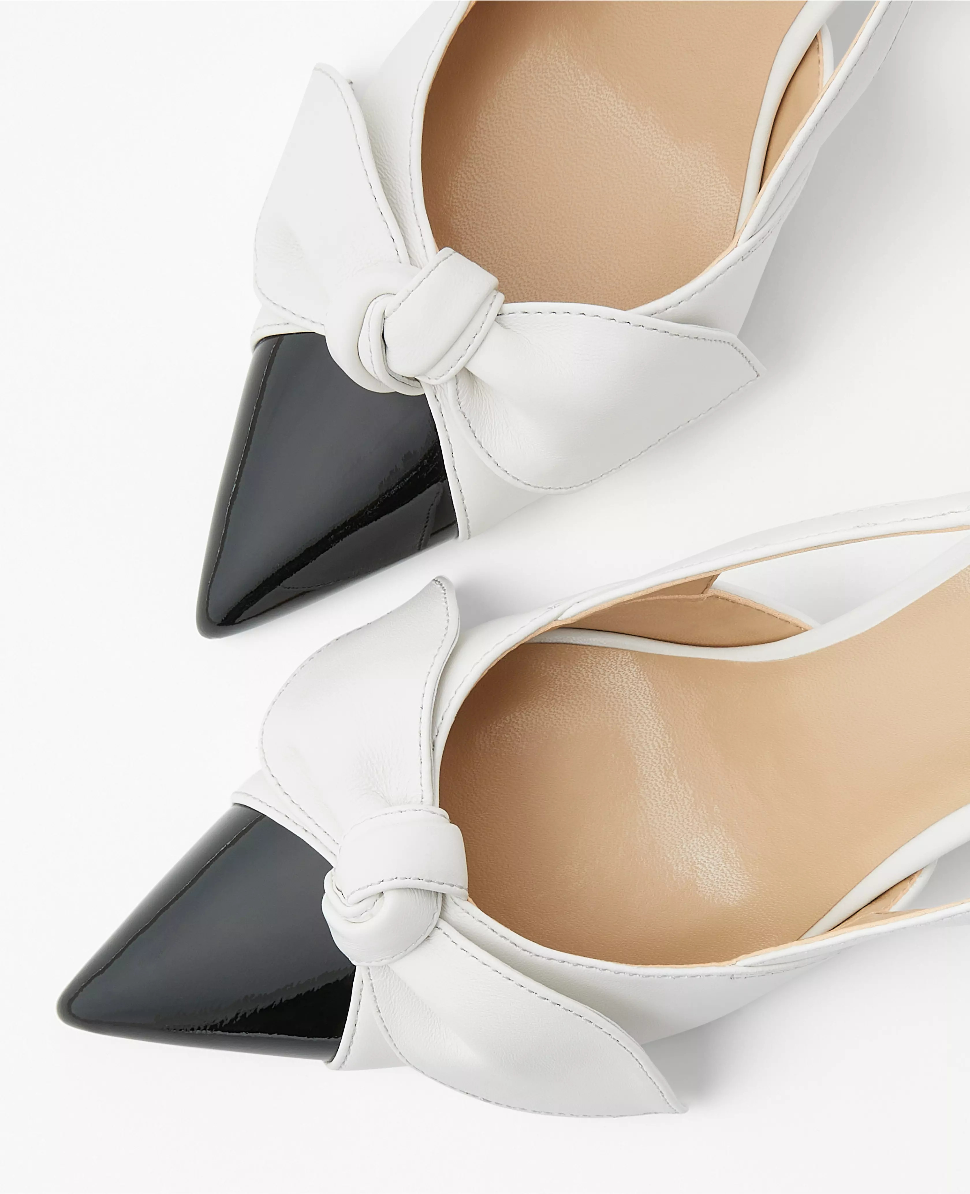 Leather Bow Mid Heel Slingback Pumps | Ann Taylor (US)