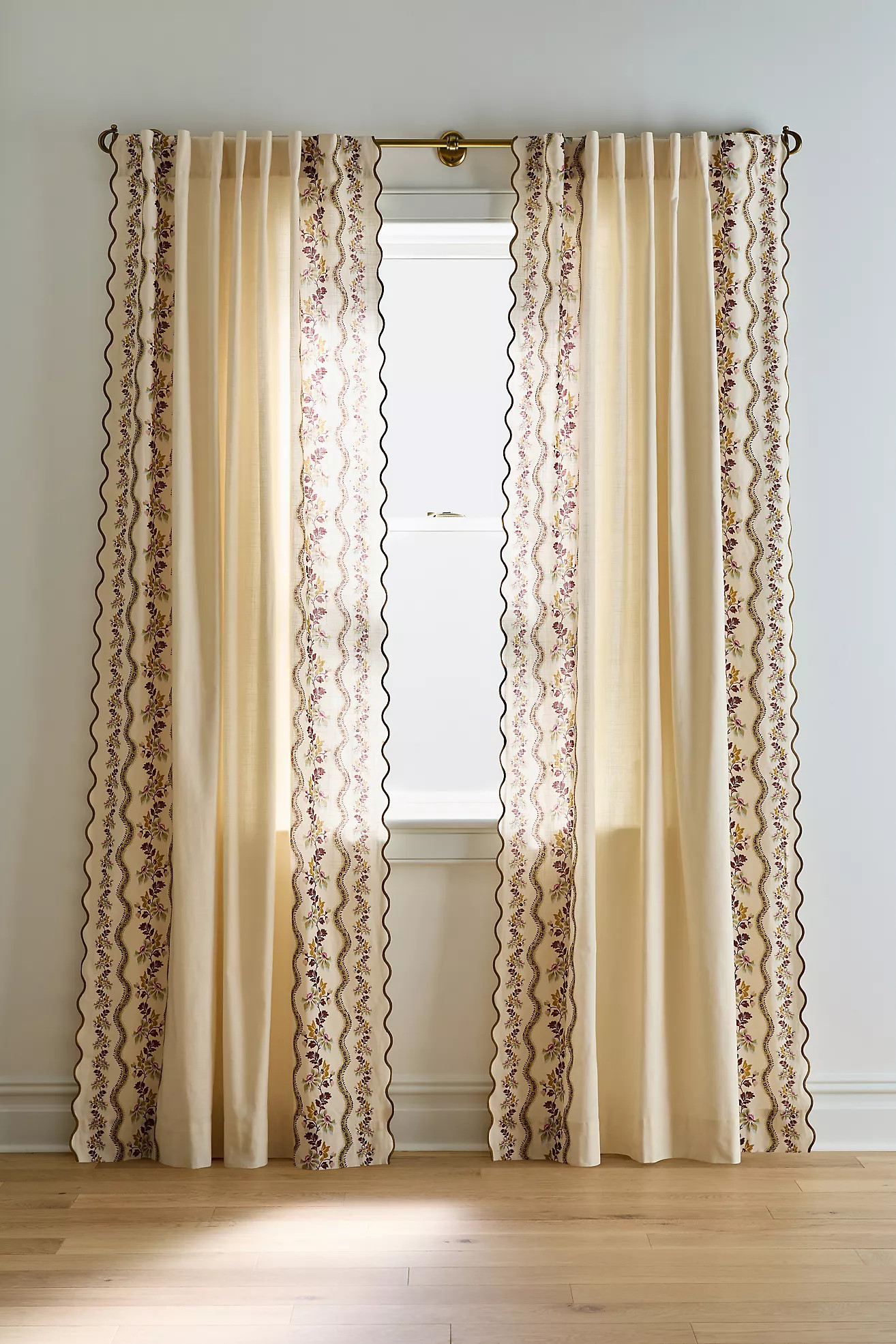 Bristol Scalloped Edge Floral Cotton Curtain | Anthropologie (US)