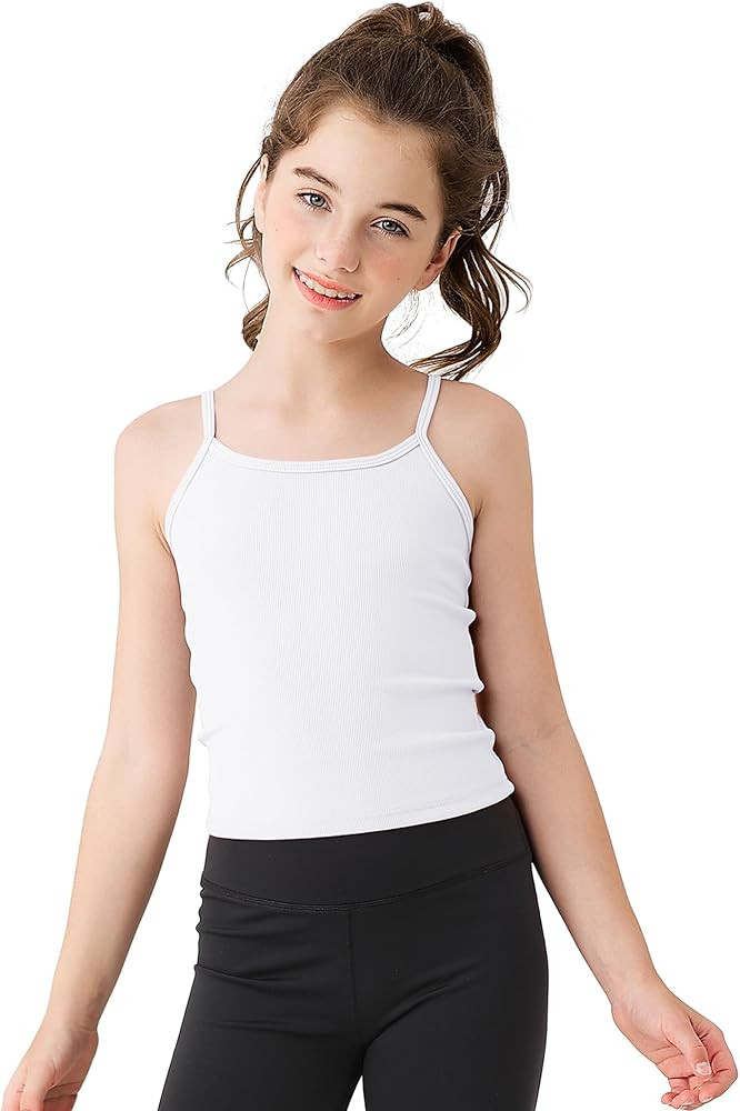 JOCMIC Girls Undershirts Kids Camisole Cami with Adjustable Straps Athletic Ribbed Knit Tank Tops... | Amazon (US)