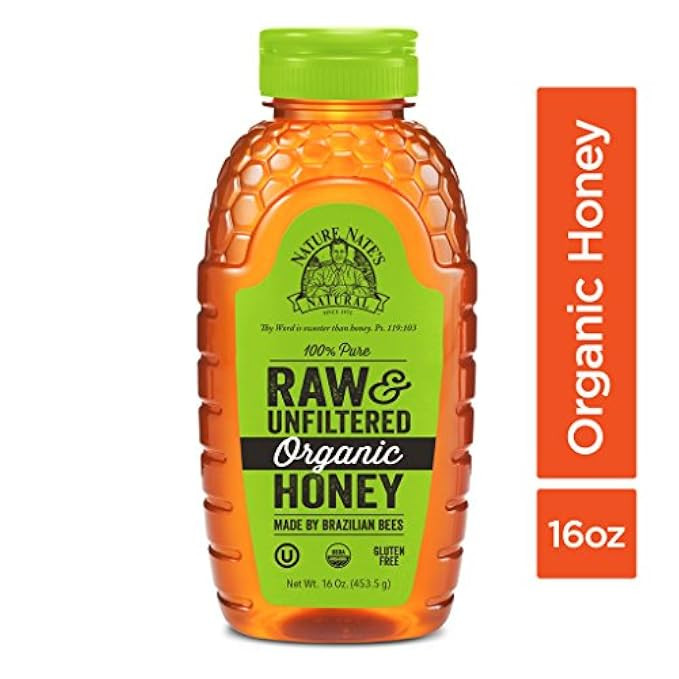 Nature Nate’s 100% Pure Raw & Unfiltered Organic Honey; Made by Brazilian Bees and Packaged in a 16- | Amazon (US)