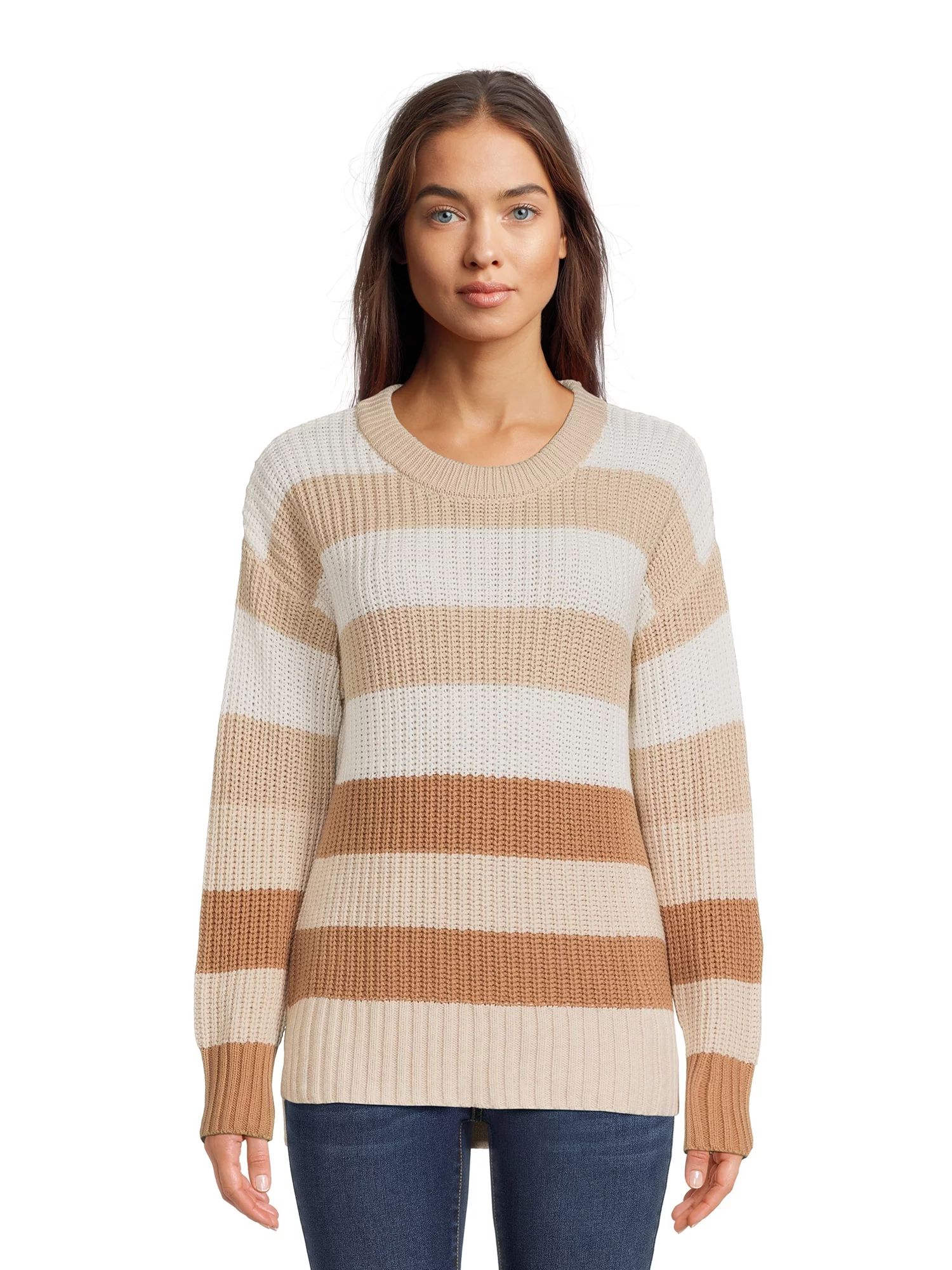 Time and Tru Women's Striped Pullover Sweater, Midweight, Sizes XS-XXXL | Walmart (US)