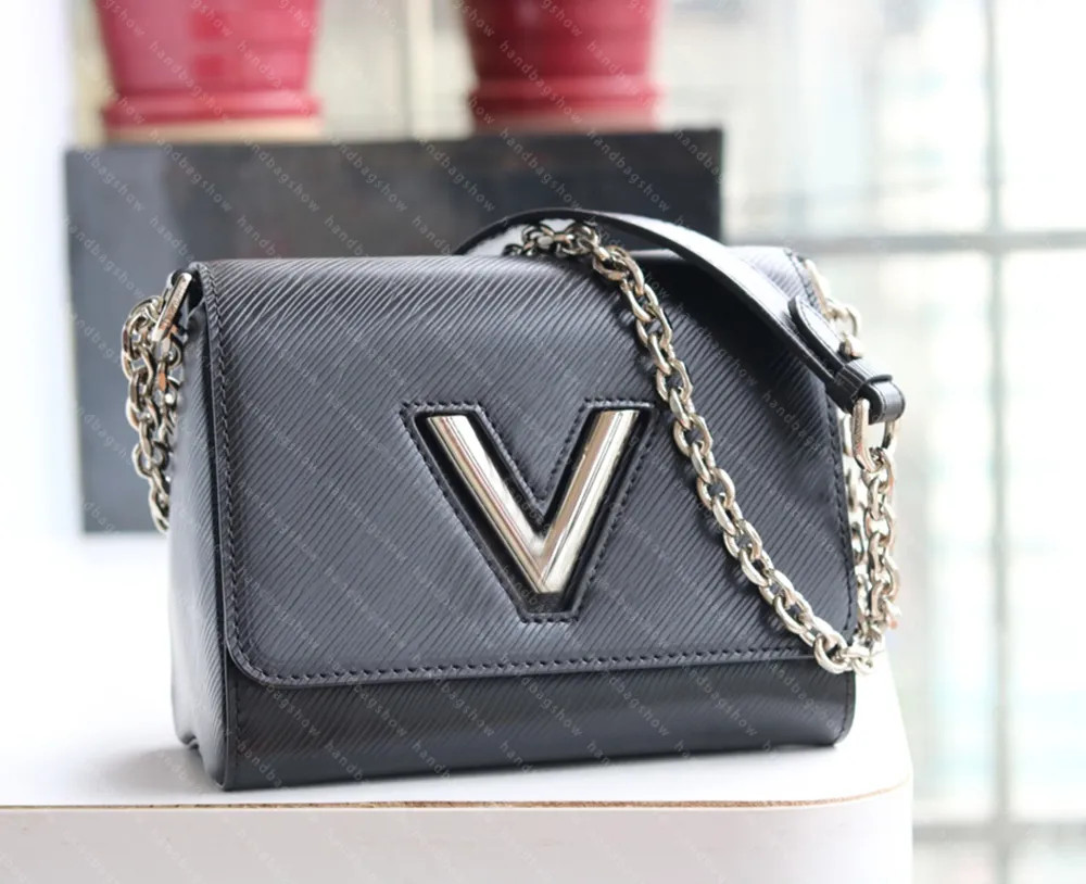 handbags Tote bag Women's Genuine Leather V Lock Flap Handbag Black pochette Twist shoulder Bags ... | DHGate