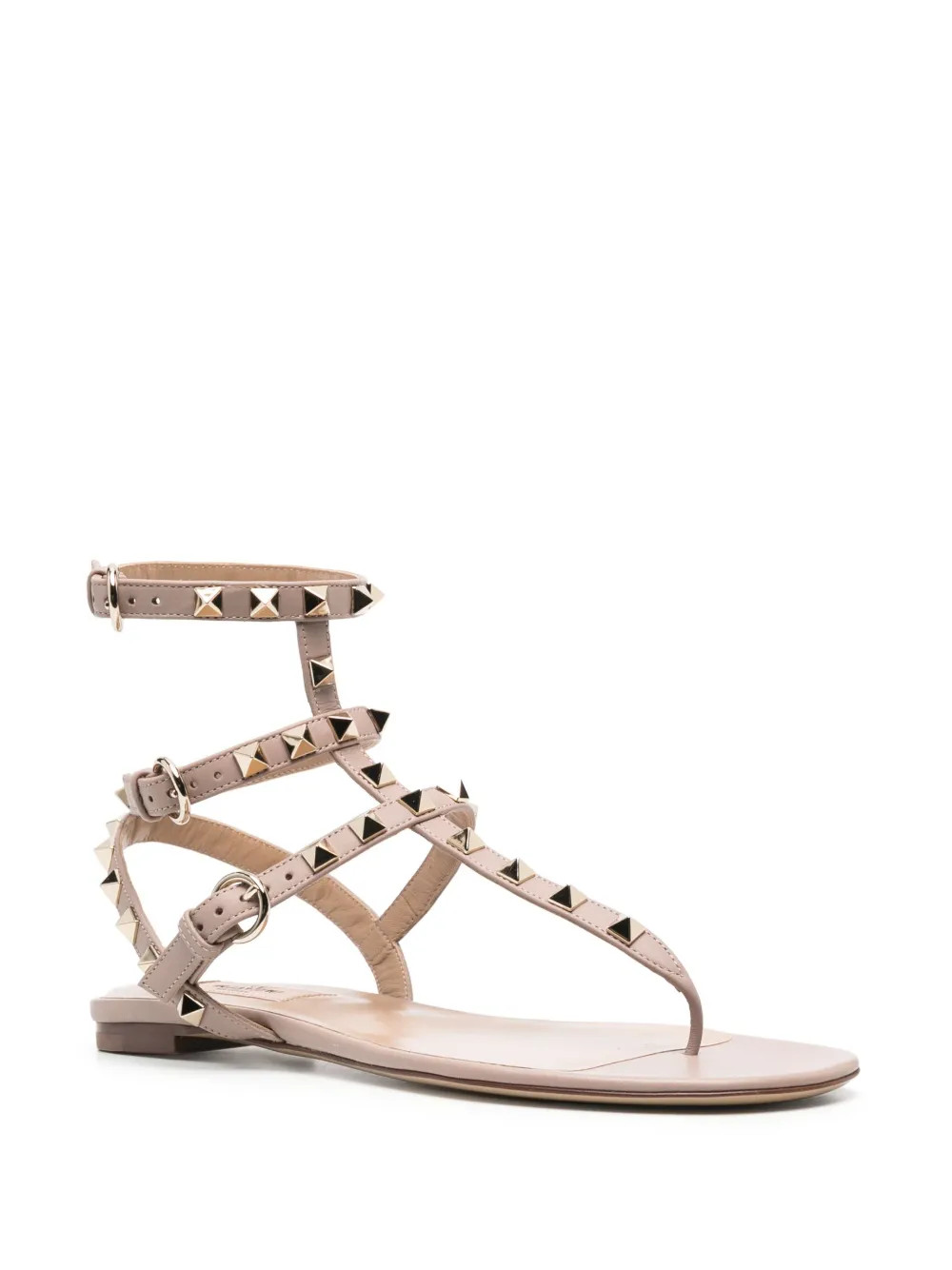 Valentino Garavani Rockstud Flat Leather Sandals - Farfetch | Farfetch Global