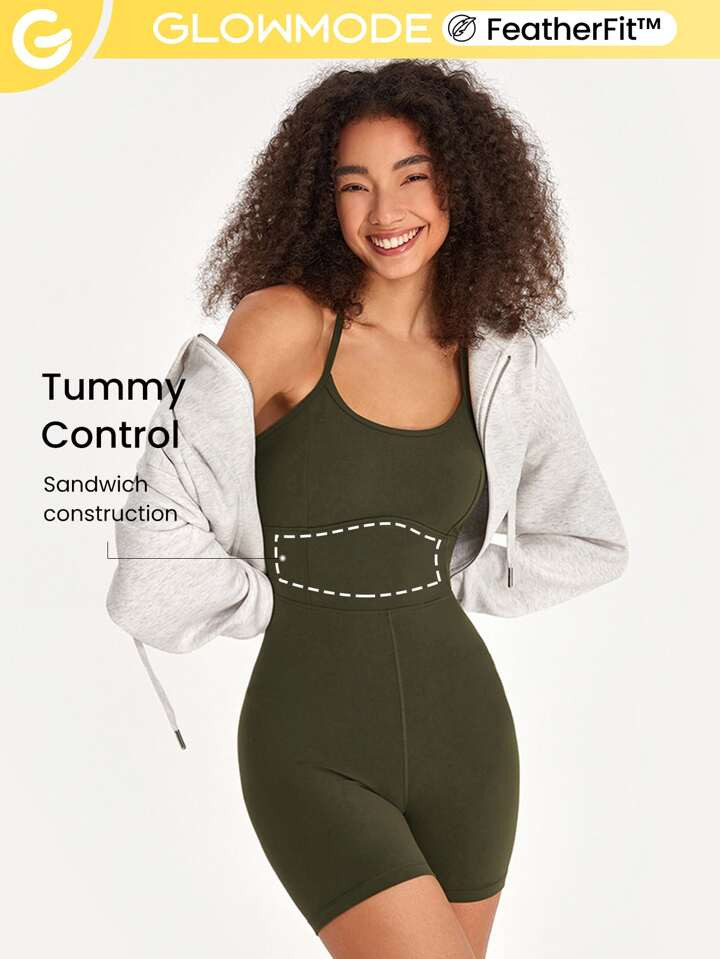 GLOWMODE 8" FeatherFit™ Sports Romper | SHEIN