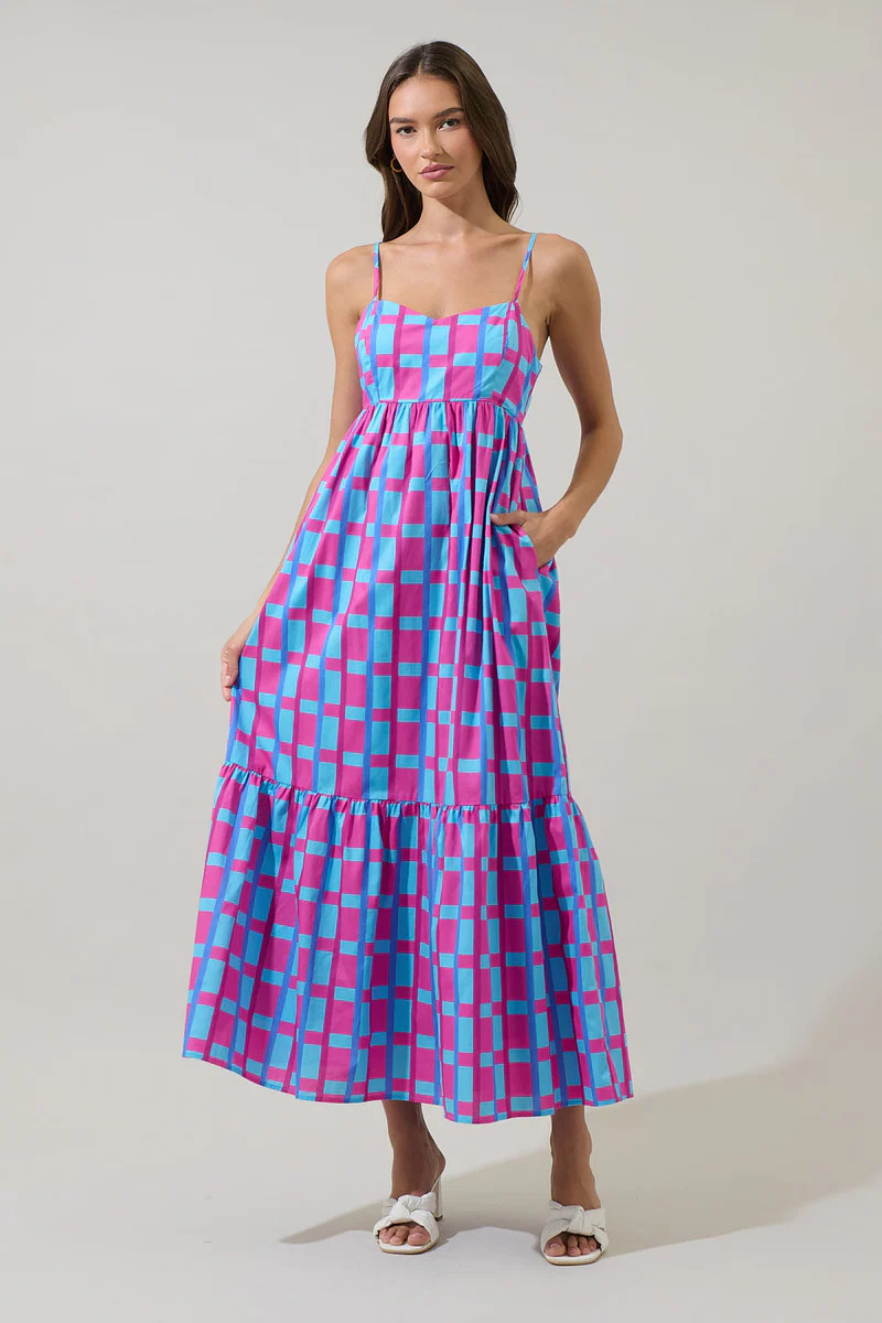 Marvy Checker Cabana Flowy Maxi Dress | Sugarlips
