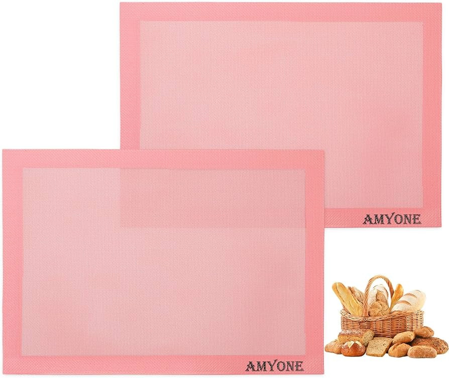 AMYONE Perforated Baking Mats, 2 PCS Pink Eclair Silicone Mat for Half Sheet, Non-Stick Reusable ... | Amazon (US)