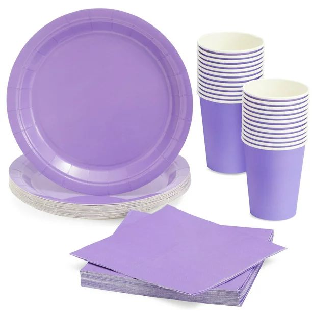 72 Pieces of Purple Party Supplies with Paper Plates, Cups, and Napkins for Birthday Decorations ... | Walmart (US)