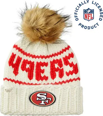 Lele Sadoughi White 49Ers Beanie With Faux Fur Pom | Nordstrom | Nordstrom