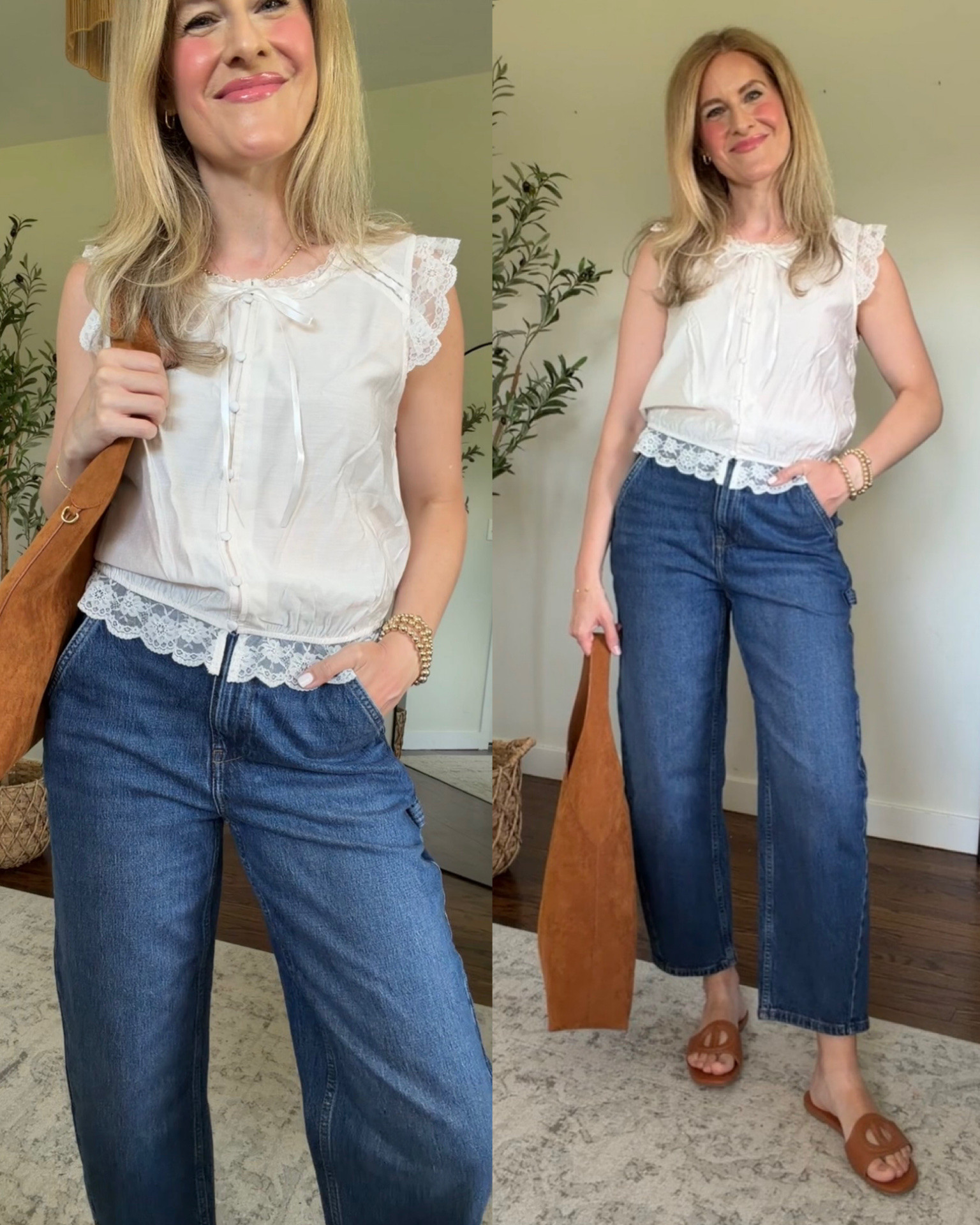 Walmart end of summer into fall
Outfit idea with this beautiful lace detail top (size medium) and barrel
Leg jeans tts 6. #walmartfashion

#LTKOver40