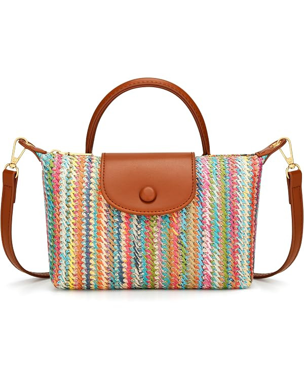 KKXIU Mini Top Handle Purse for Women Small Summer Straw Beach Crossbody Bags for Lady Handbags | Amazon (US)