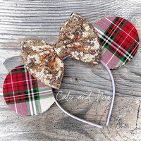 Christmas Mickey Ears, Minnie Mouse Plaid Holiday Ears | Etsy (US)