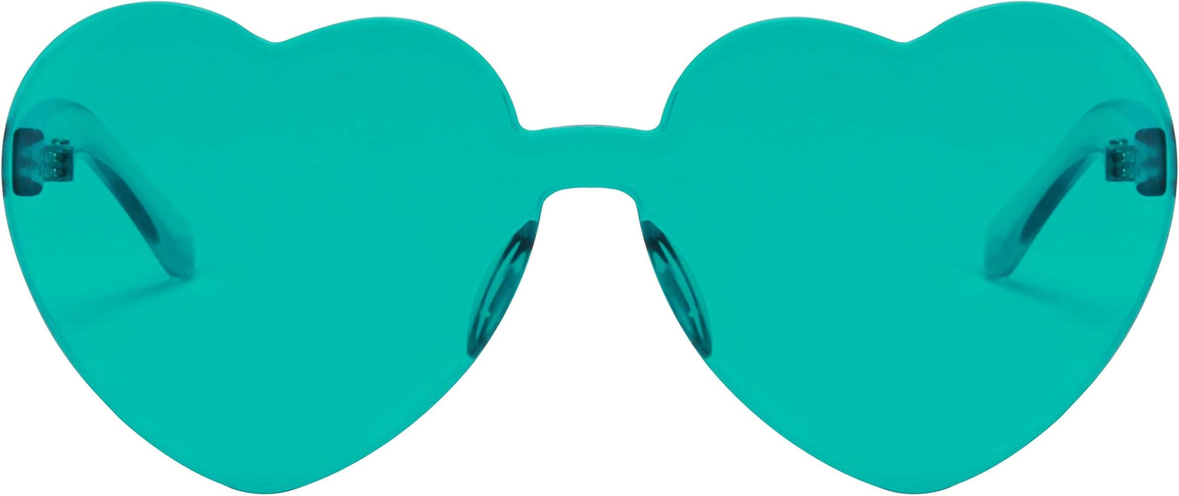 One Piece Heart Shaped Rimless Sunglasses Transparent Candy Color Eyewear | Amazon (US)
