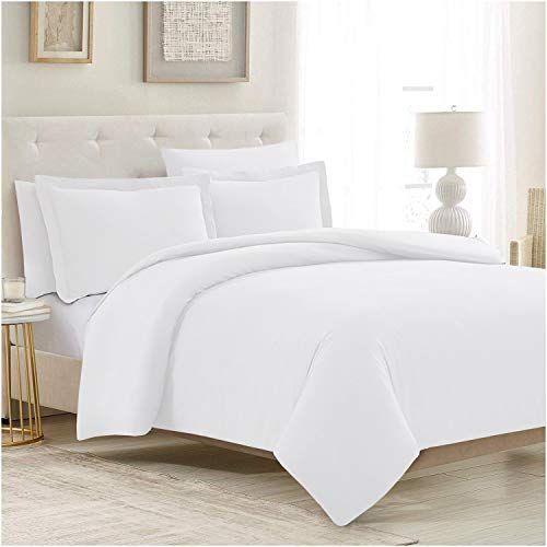 Mellanni White Duvet Cover Queen Size Set - 5pcs Queen Bedding Set - Queen Comforter Cover Set - Whi | Amazon (US)