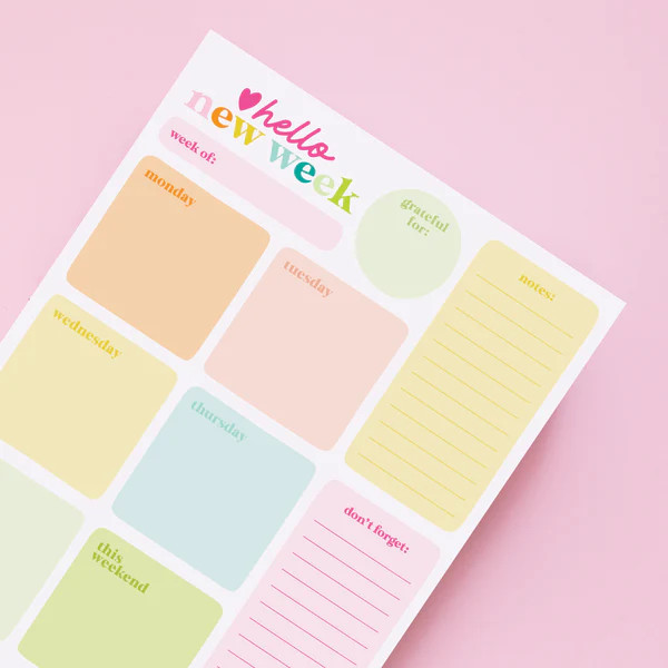 Hello Happiness x JCS Hello New Week - Weekly Planner Notepad | Joy Creative Shop