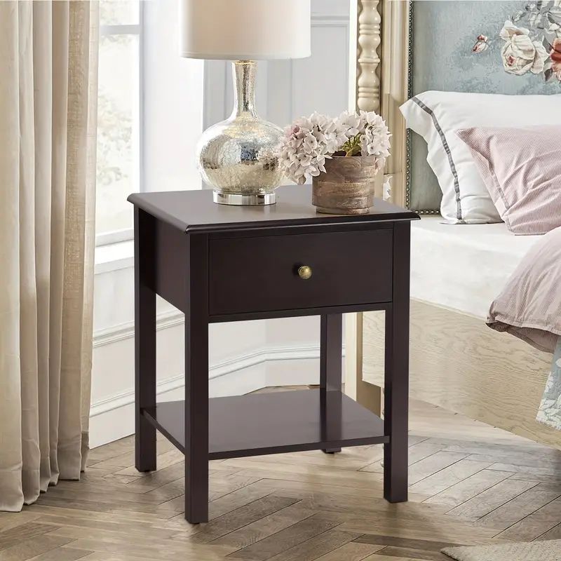 Classic Wooden End Table Nightstand Storage Drawer Shelf - Temu | Temu Affiliate Program