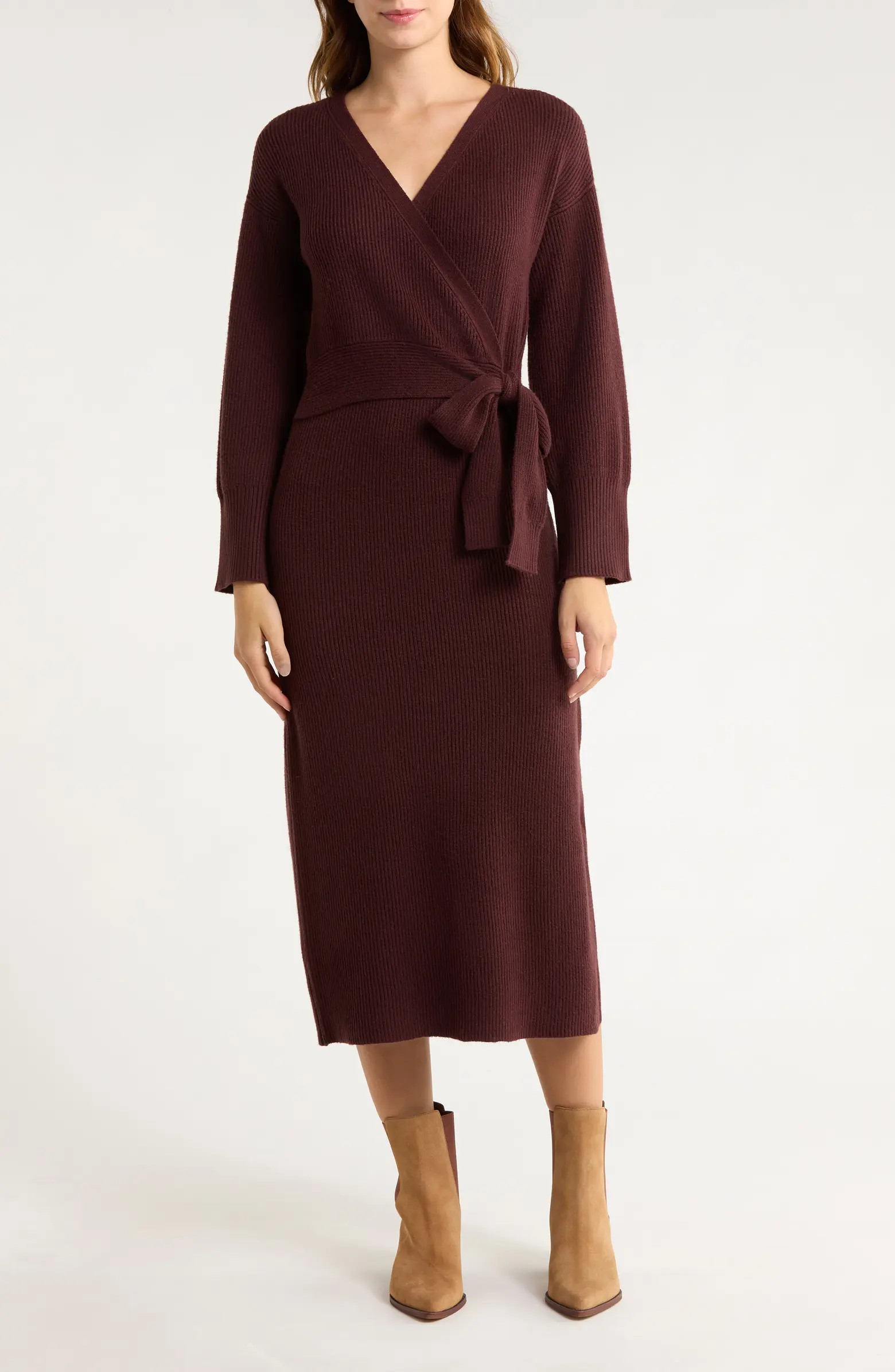 WAYF Long Sleeve Wrap Sweater Dress | Nordstromrack | Nordstrom Rack