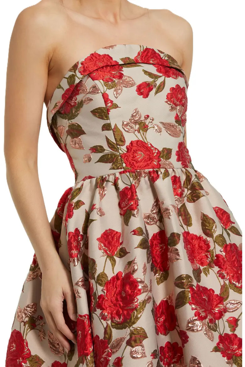 Brocade Strapless Floral Gown With Ruffle Hem (Women) | Nordstrom | Nordstrom