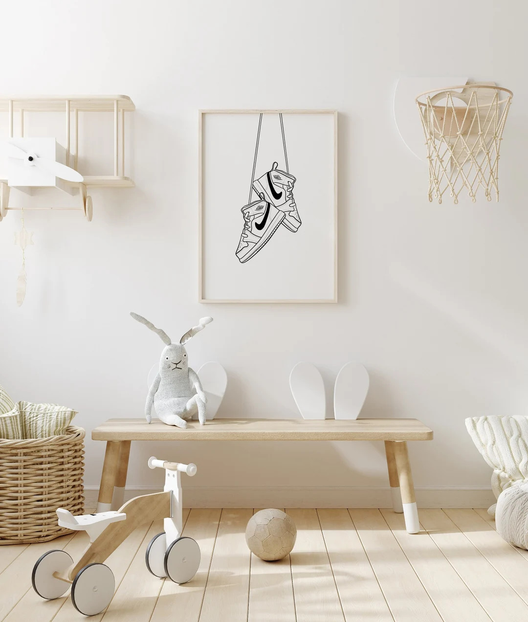 Baby Basketball Sneakers Wall Art, Hand Drawn Illustration, Black & White Sneakerhead Nursery Pri... | Etsy (US)