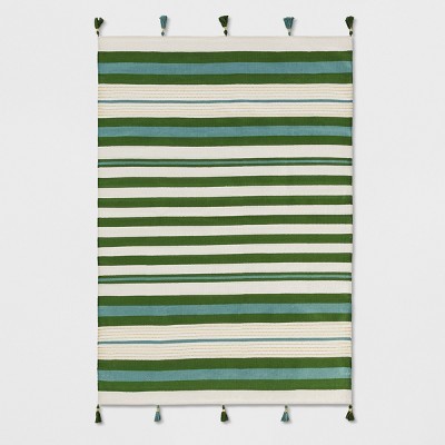 Teal Green Striped Tasseled Woven Rug - Opalhouse™ | Target