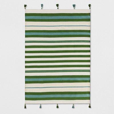 Teal Green Striped Tasseled Woven Rug - Opalhouse™ | Target