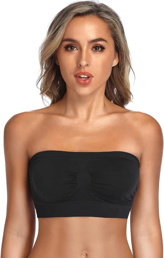 ANGOOL Strapless Comfort Wireless Bra with Slip Silicone Bandeau Bralette Tube Top | Amazon (US)