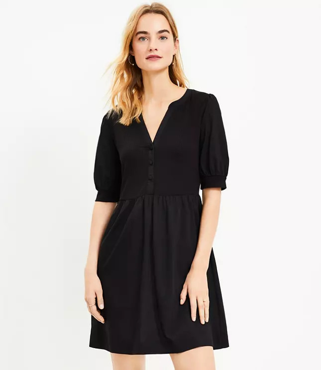 Mixed Media Swing Shirtdress | LOFT