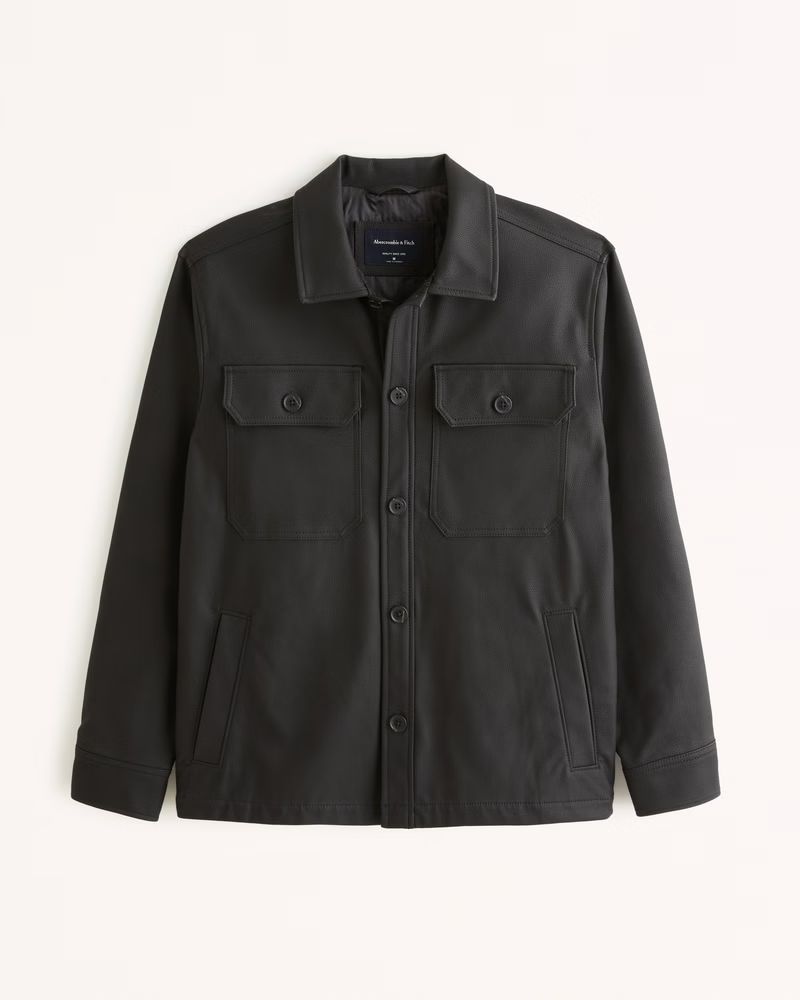 Men's Vegan Leather Shirt Jacket | Men's Coats & Jackets | Abercrombie.com | Abercrombie & Fitch (US)