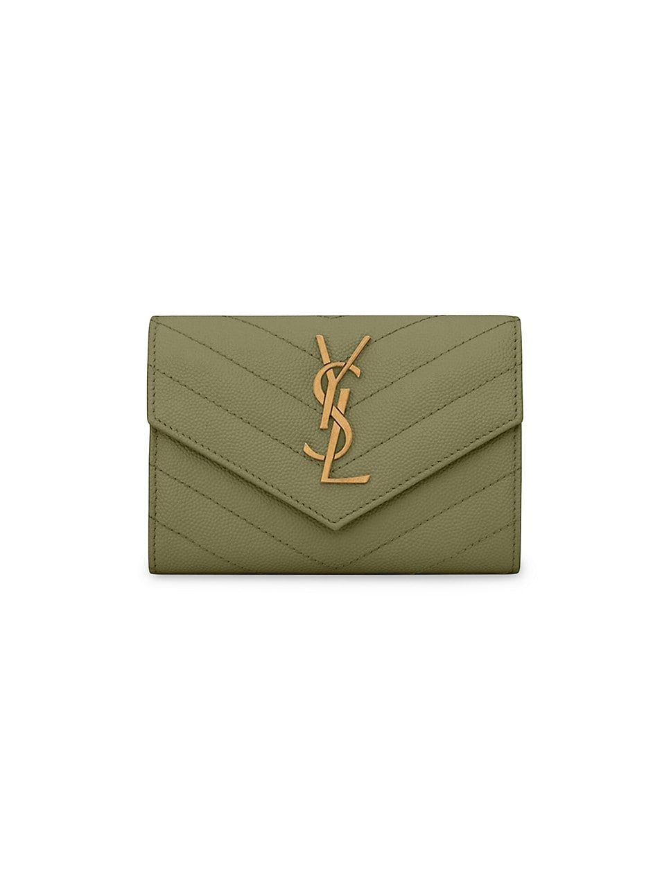 Cassandre Matelass Small Envelope Wallet in Grain de Poudre Embossed Leather | Saks Fifth Avenue