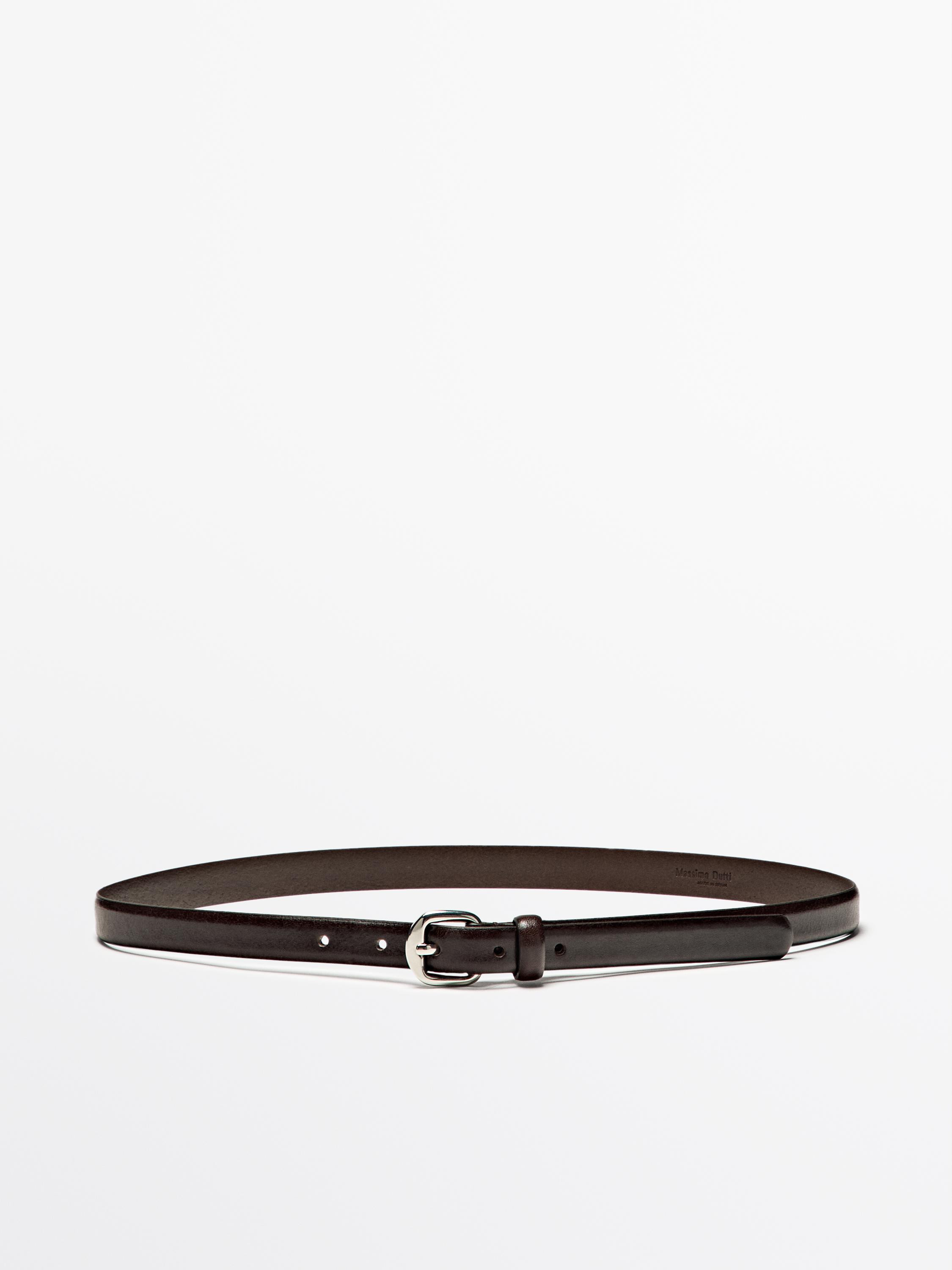 Leather belt with arched buckle | Massimo Dutti UK