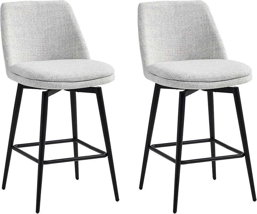 CHITA Counter Height Swivel Barstools, Upholstered Fabric Bar Stools Set of 2, Metal Base, 27.2" ... | Amazon (US)