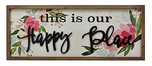 Parisloft This is Our Happy Place Wood Framed Sign Floral Background 3D Metal Quote Large Wood Wa... | Amazon (US)