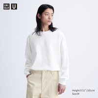 Uniqlo - AIRism - Cotton Oversized Crew Neck T-Shirt - White - L | UNIQLO (UK)
