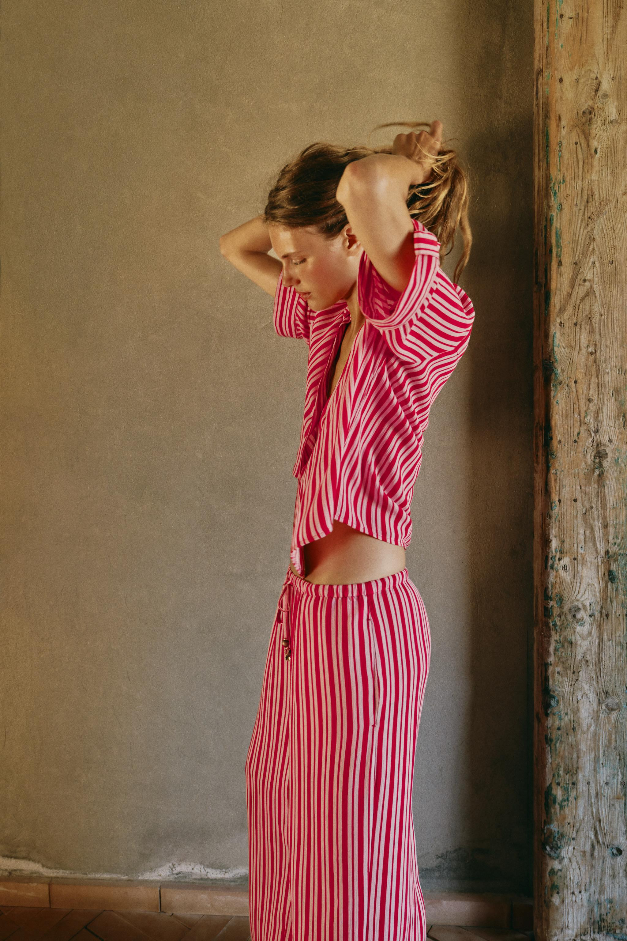 STRIPED WIDE LEG PANTS | Zara US