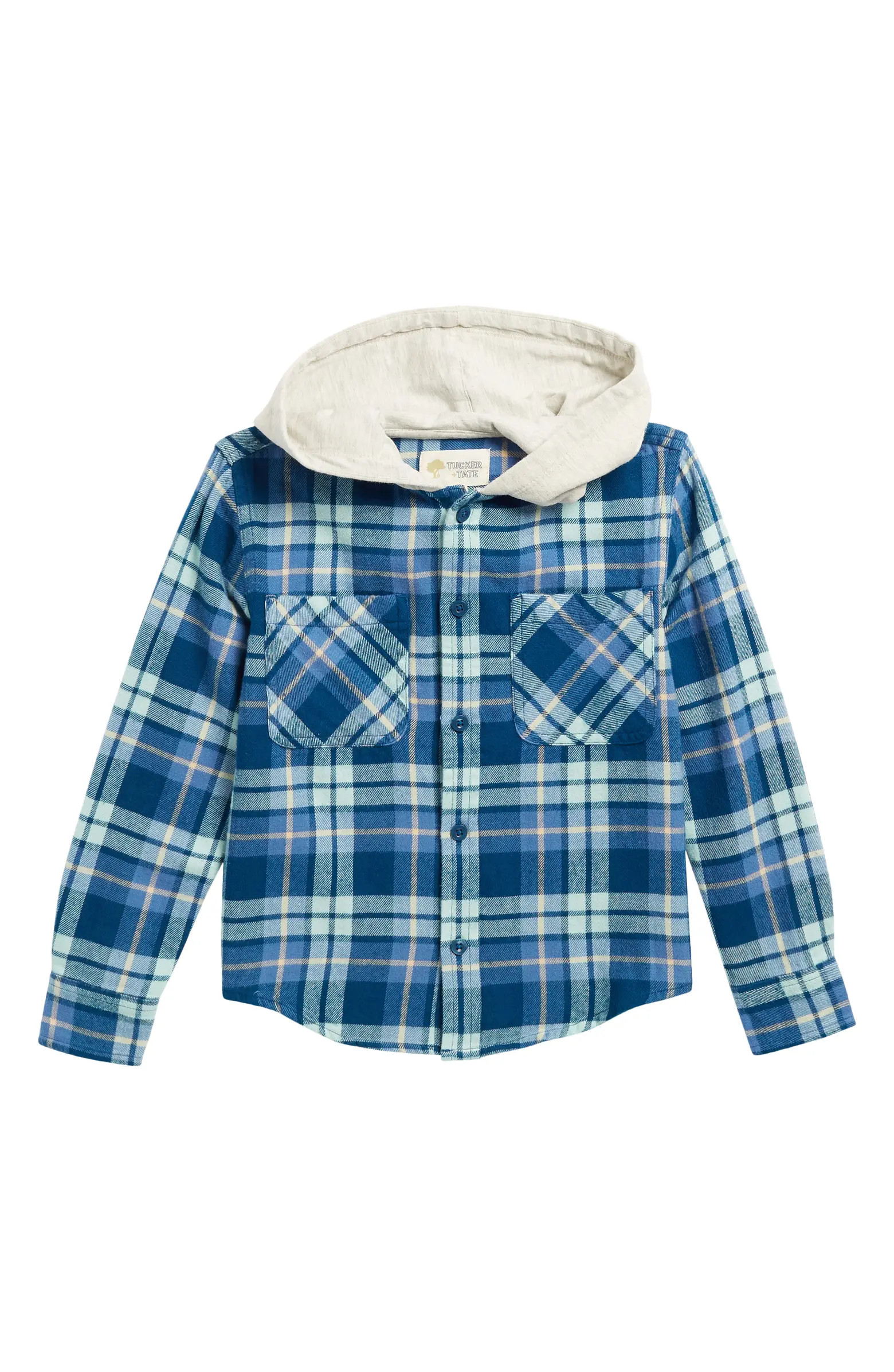 Kids' Hooded Cotton Flannel Shirt | Nordstrom