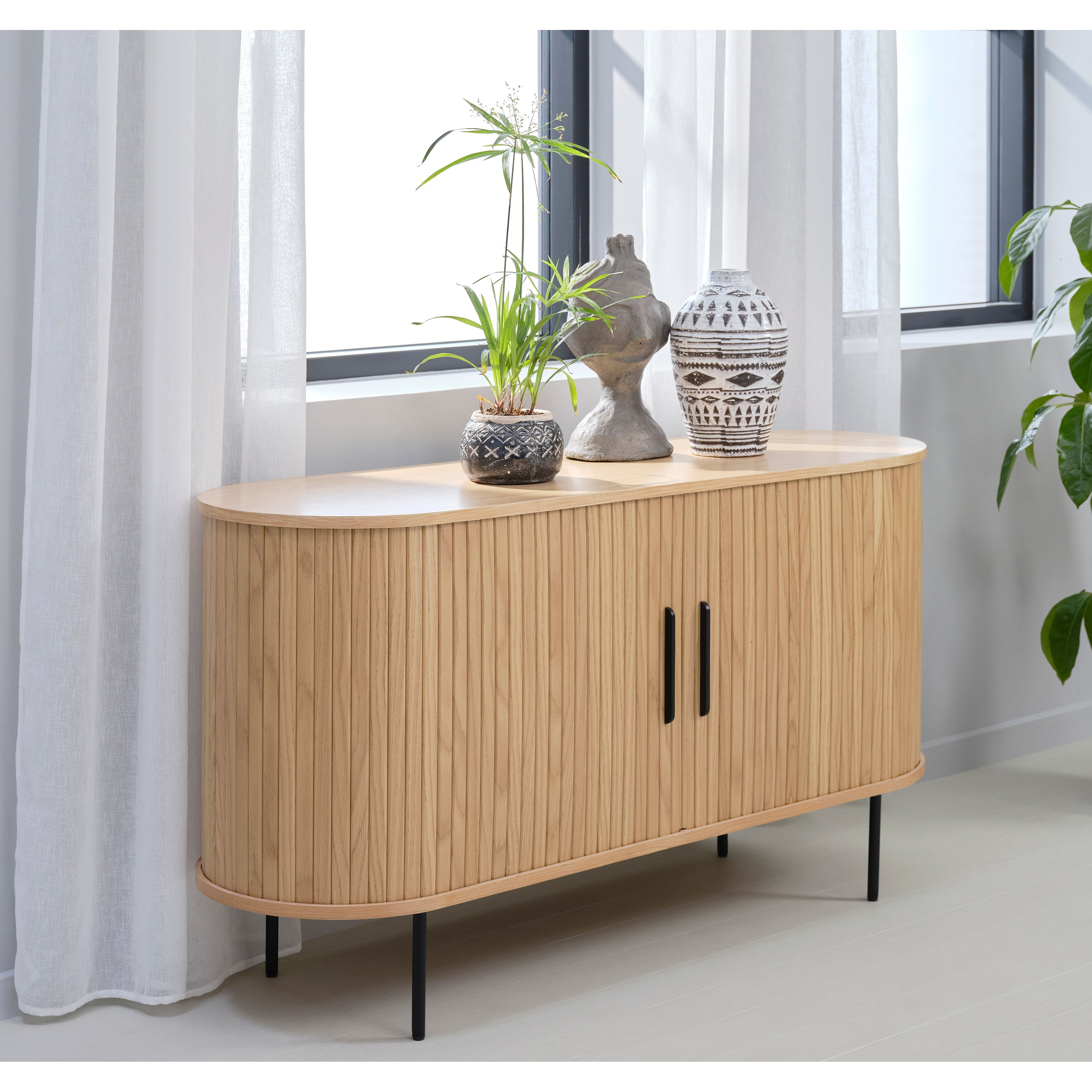 Rye Studio Nicola Mid-Century Modern Rounded Sliding Door Sideboard | Bed Bath & Beyond