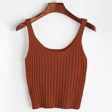 Plus Solid Ribbed Knit Top | SHEIN