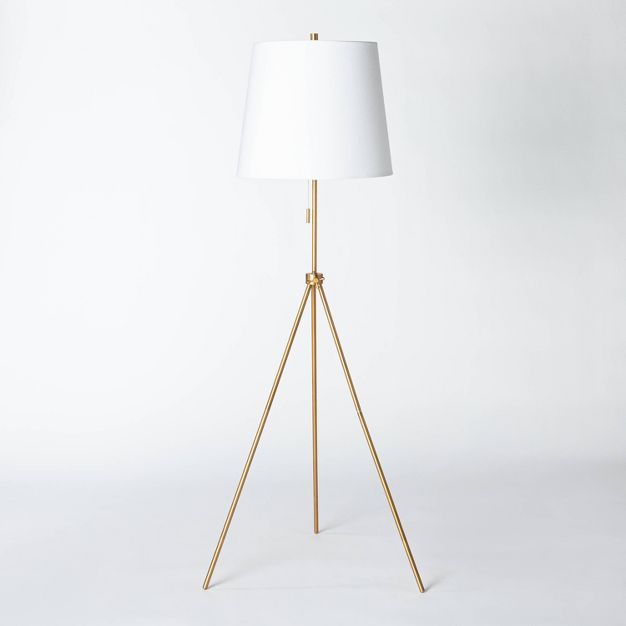 Metal Tripod Floor Lamp Brass (Includes LED Light Bulb) - Threshold&#8482; designed with Studio M... | Target