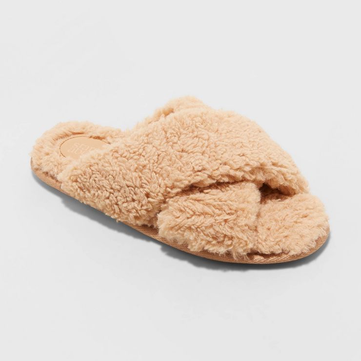 Women's Paris Crossband Faux Shearling Slippers - Stars Above™ | Target