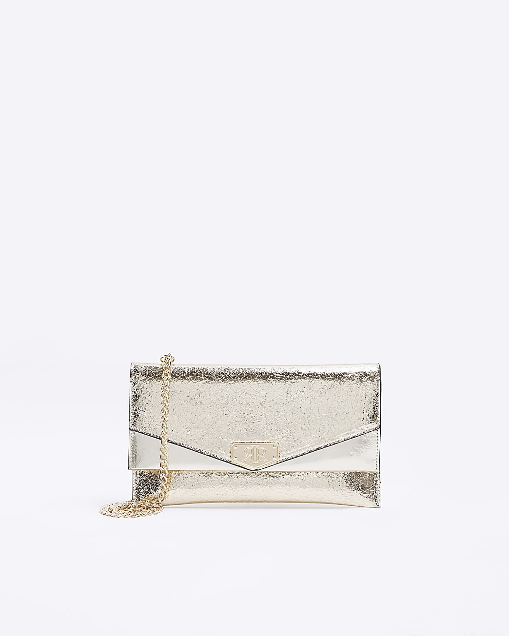 Gold metallic chain strap clutch bag | River Island (UK & IE)