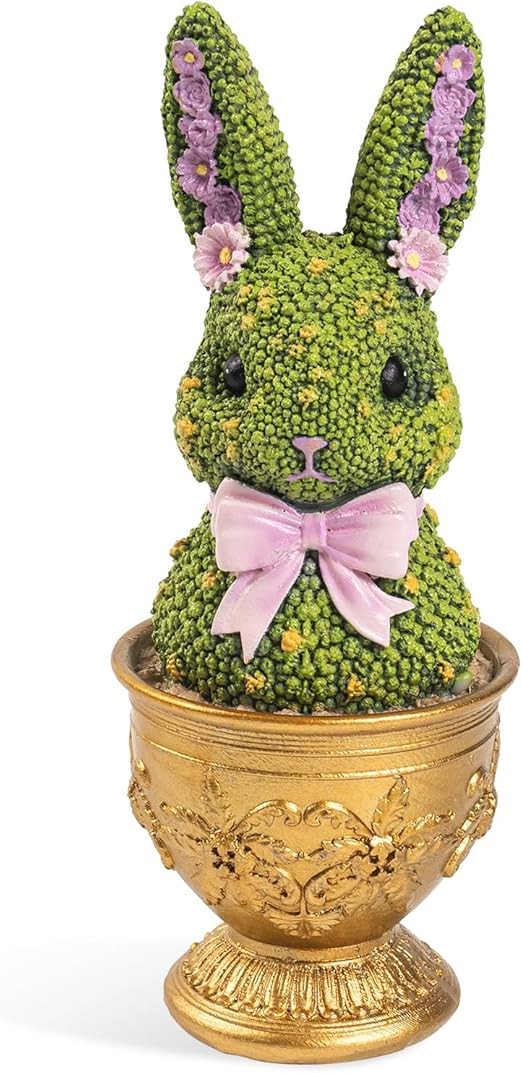 Easter Bunny Topiary Figurines, 6.9" Resin Green Bunny Shaped Topiary Tree Tabletop Decor, Indoor... | Amazon (US)