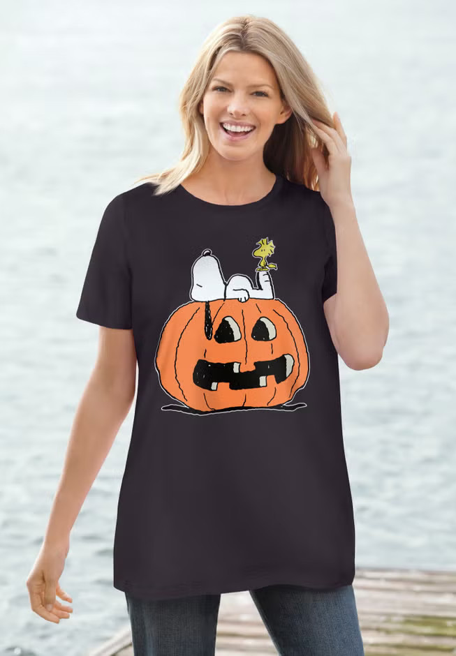 Peanuts Snoopy Pumpkin Halloween Tee | Woman Within
