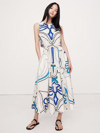 Cotton Poplin Cut-Out Midi Dress | Banana Republic (US)