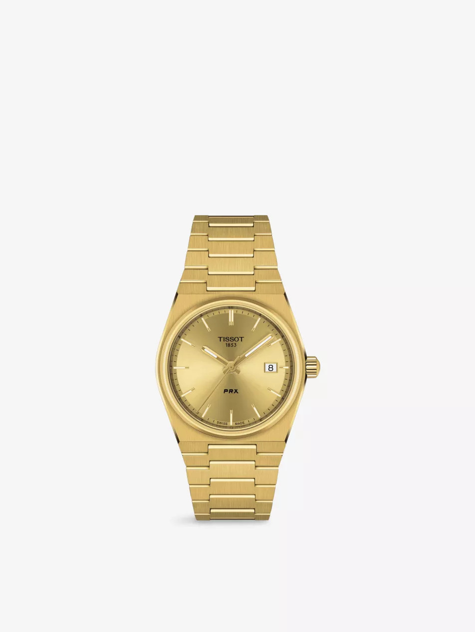 T137.210.33.021.00 PRX gold-tone stainless steel quartz watch | Selfridges