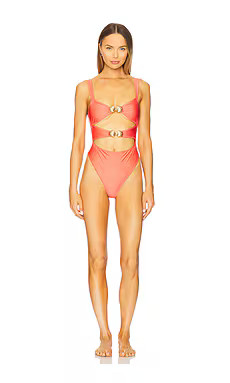 Lovers and Friends Kailani One Piece in Coral from Revolve.com | Revolve Clothing (Global)