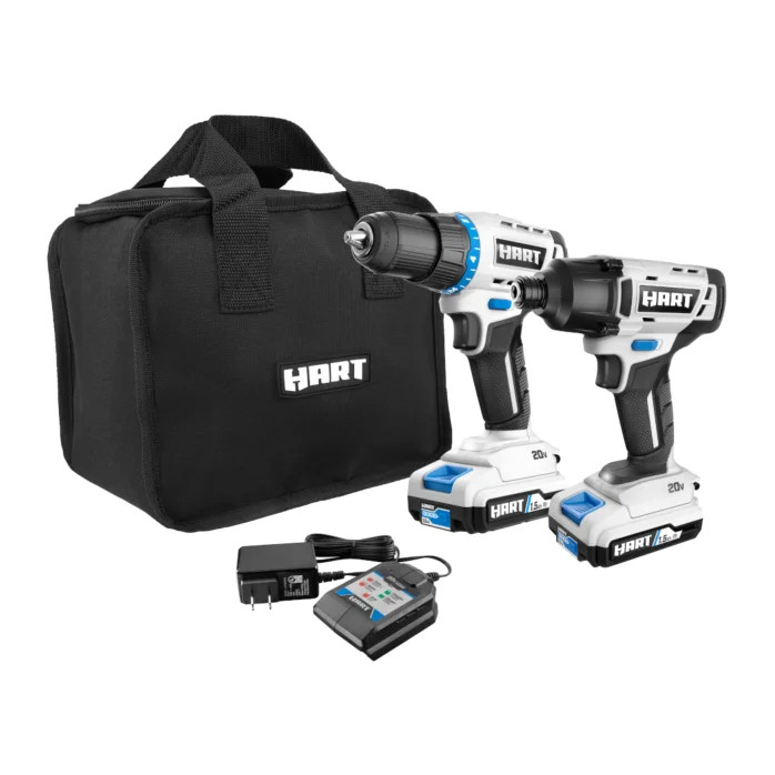 HART 20V Drill/Impact Kit w/ (2) 1.5Ah Lithium-Ion Batteries, 3-Jaw Chuck, New Condition | Walmart (US)
