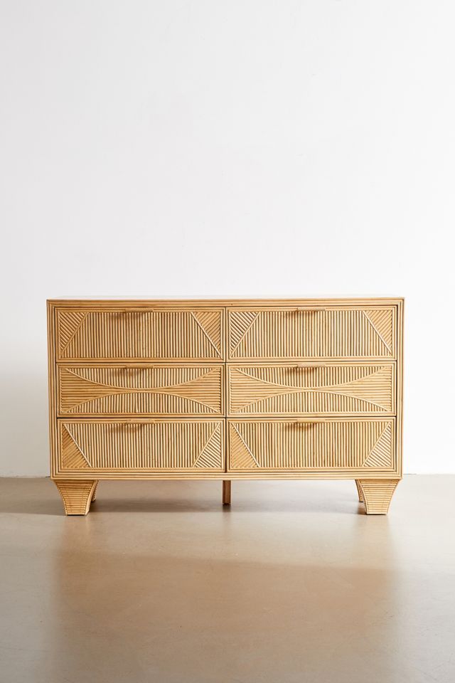 Caroline Rattan 6-Drawer Dresser | Urban Outfitters (US and RoW)